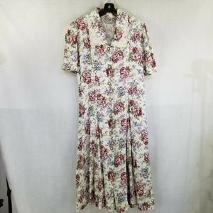 Ms. Basia Floral Dress Size 10 Vintage Button Frt